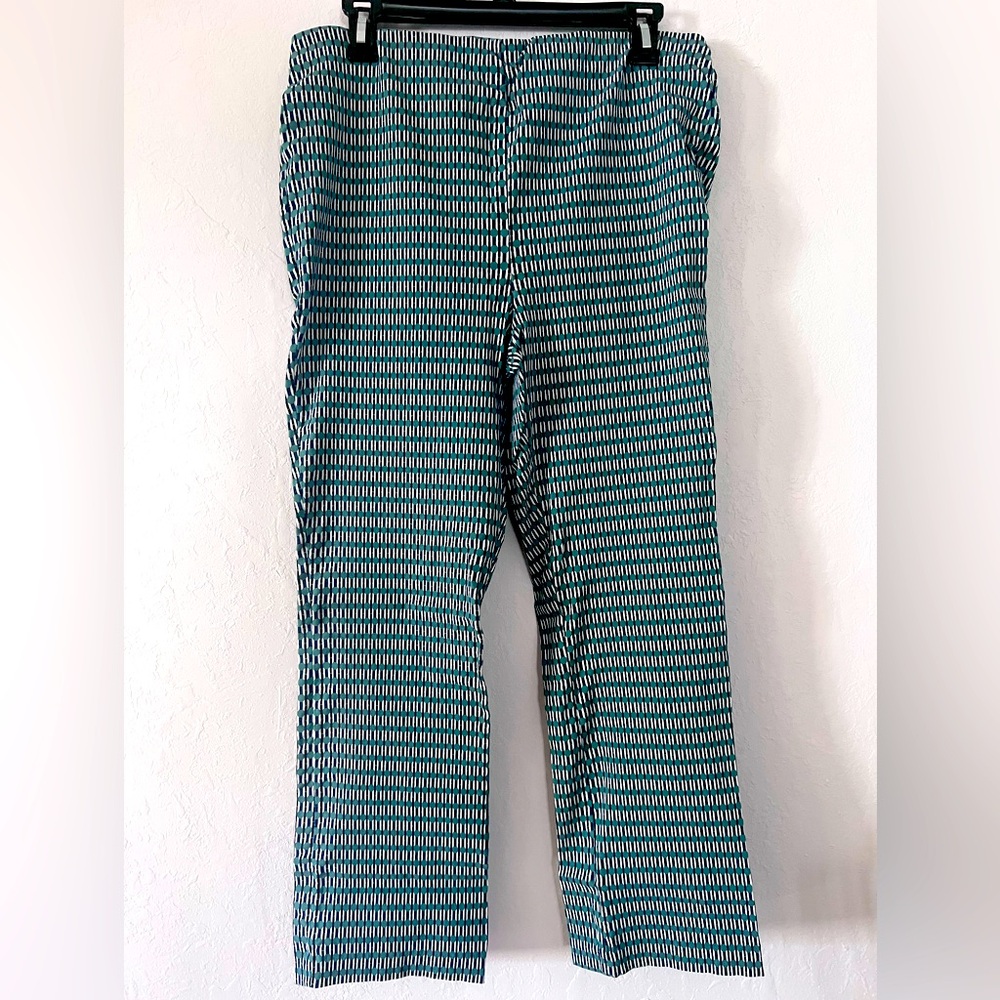 Rachel Zoe Green White Print Pull On Stretch Pant 12